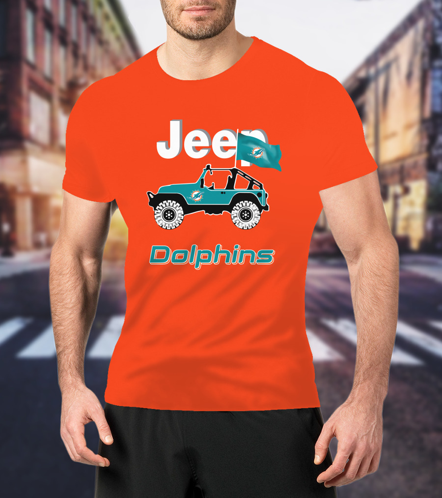 Jeep Dolphins Miami Flag Adventure T-Shirt