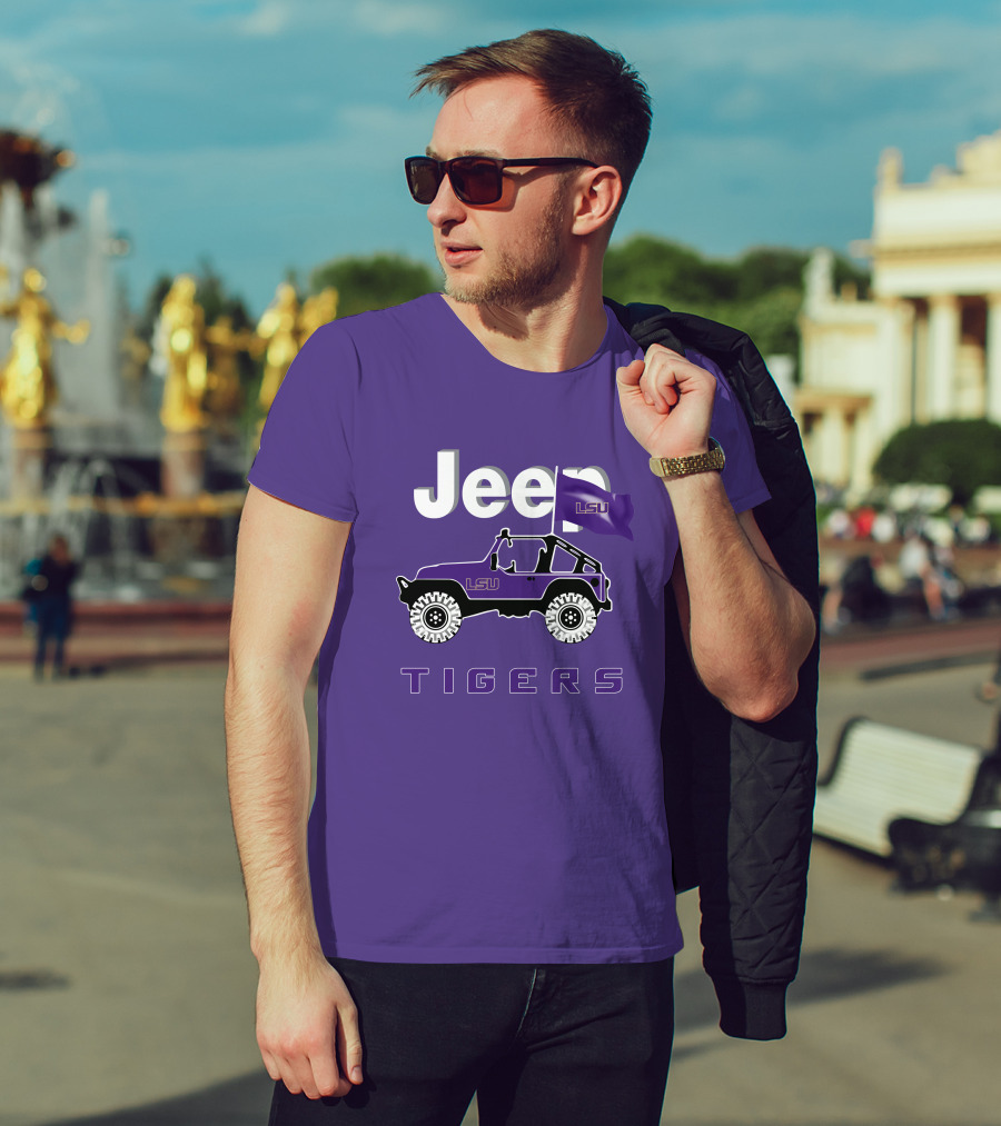 Jeep Lsu Tigers Purple Flag T-Shirt
