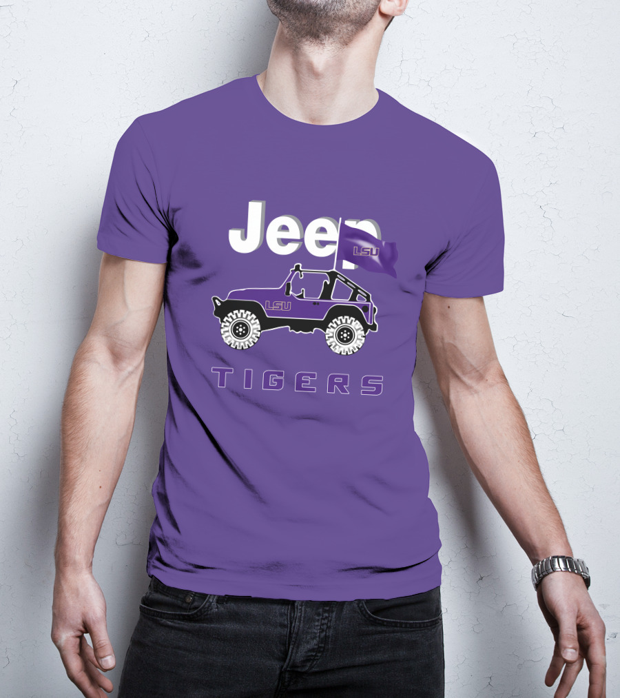 Jeep Lsu Tigers Purple Flag T-Shirt