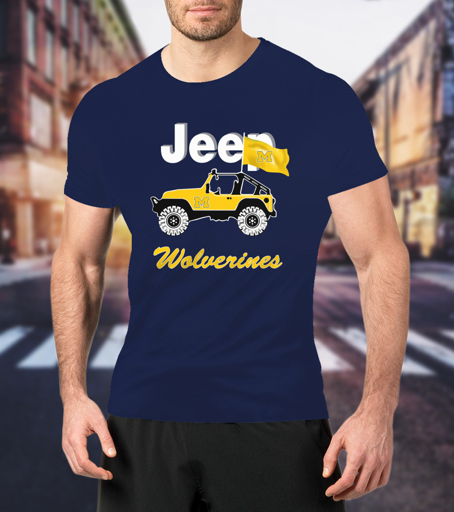Jeep Michigan Wolverines M Flag Yellow T-Shirt