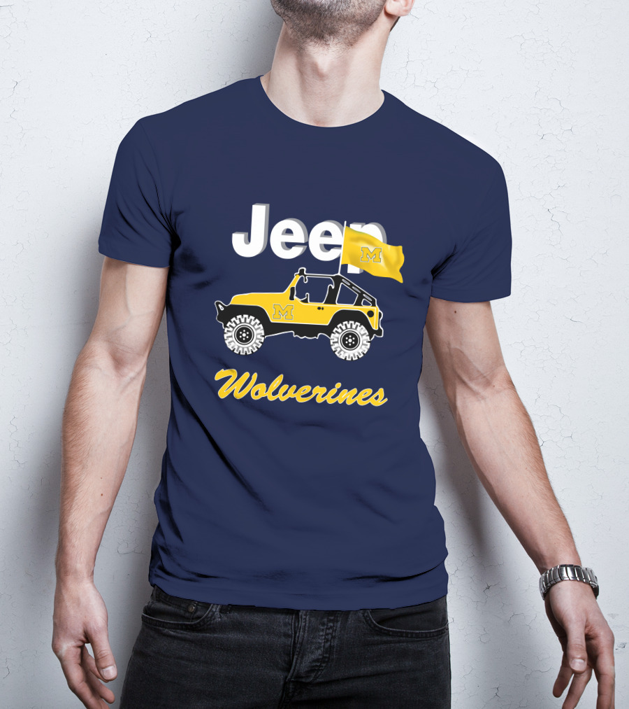 Jeep Michigan Wolverines M Flag Yellow T-Shirt