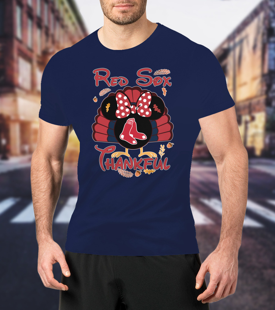 Red Sox Thankful Minnie Thanksgiving Turkey T-Shirt