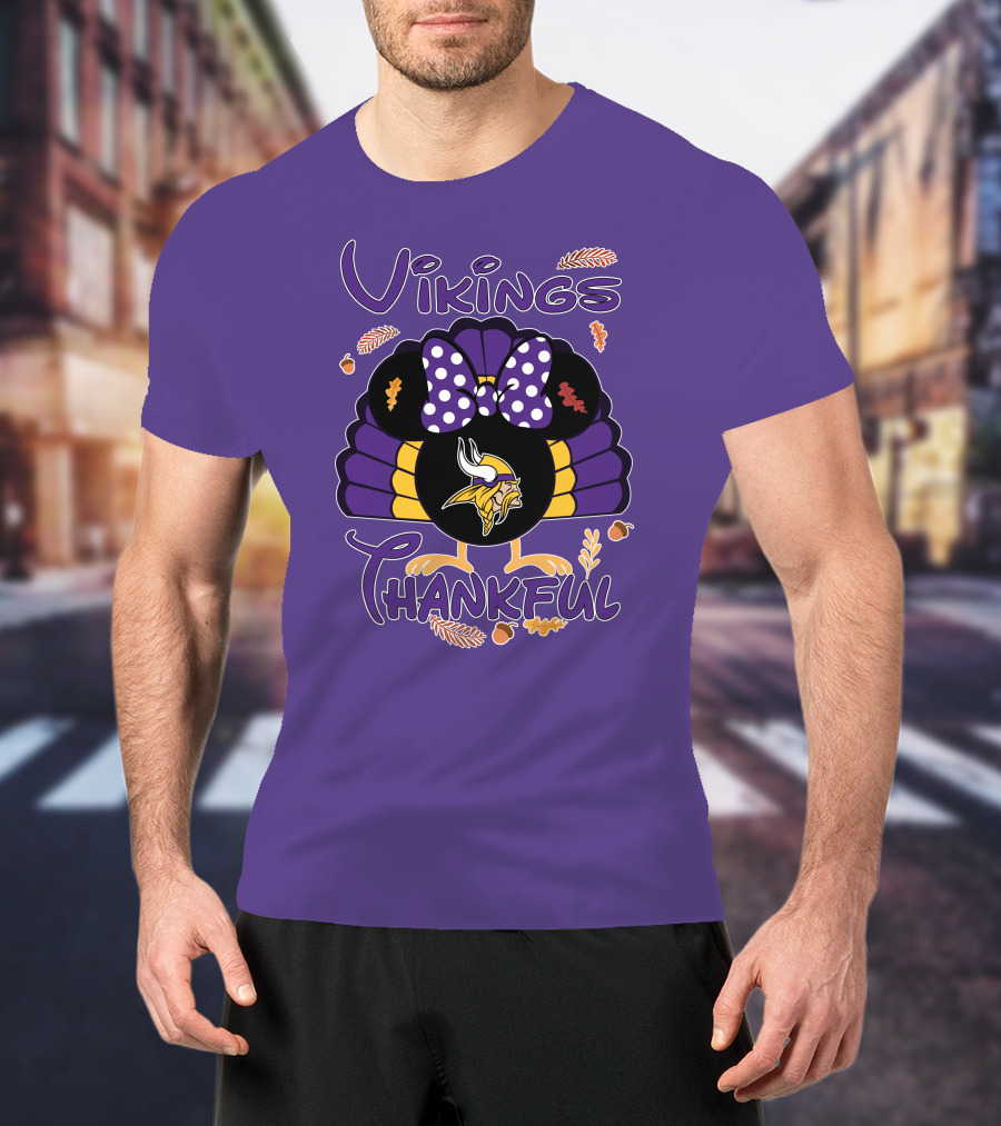 Vikings Thankful Turkey Minnie Thanksgiving T-Shirt
