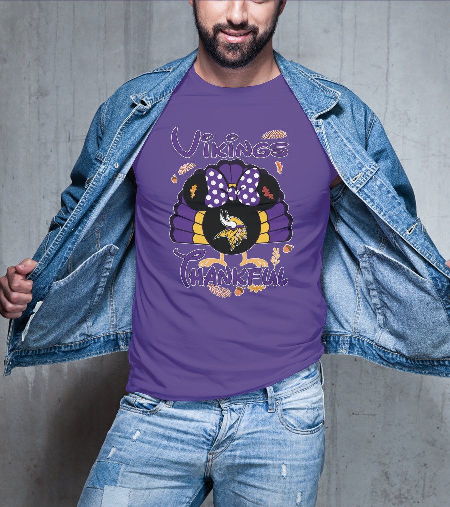 Vikings Thankful Turkey Minnie Thanksgiving T-Shirt