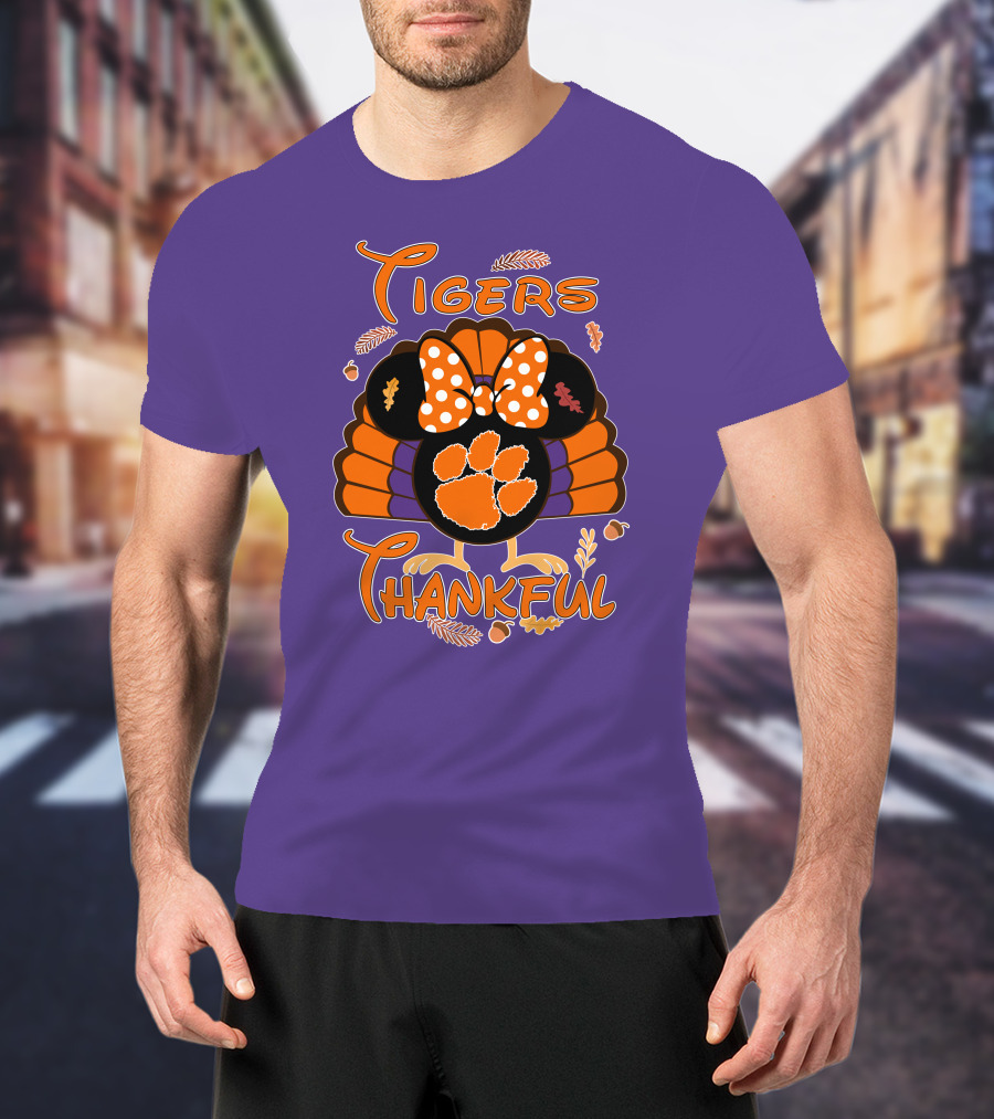 Tigers Thankful Clemson Minnie Thanksgiving T-Shirt