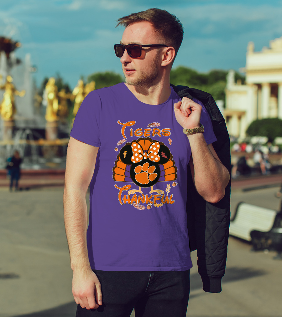 Tigers Thankful Clemson Minnie Thanksgiving T-Shirt
