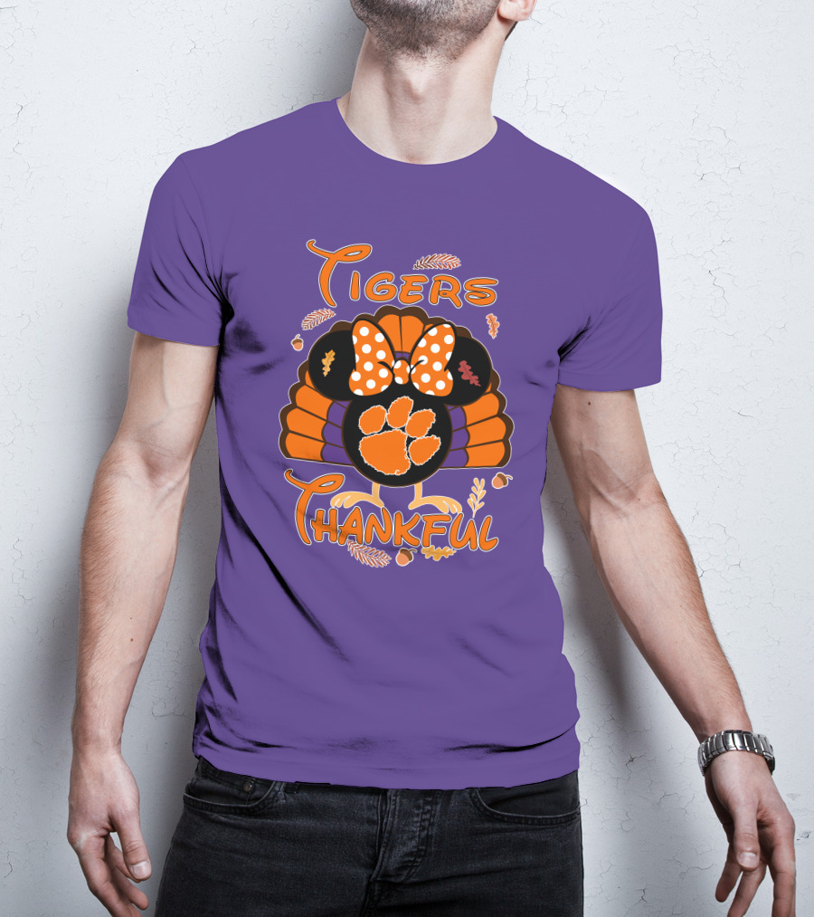 Tigers Thankful Clemson Minnie Thanksgiving T-Shirt