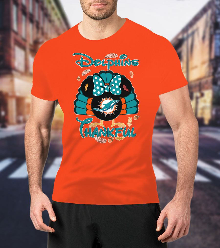 Miami Dolphins Thankful Minnie Thanksgiving T-Shirt