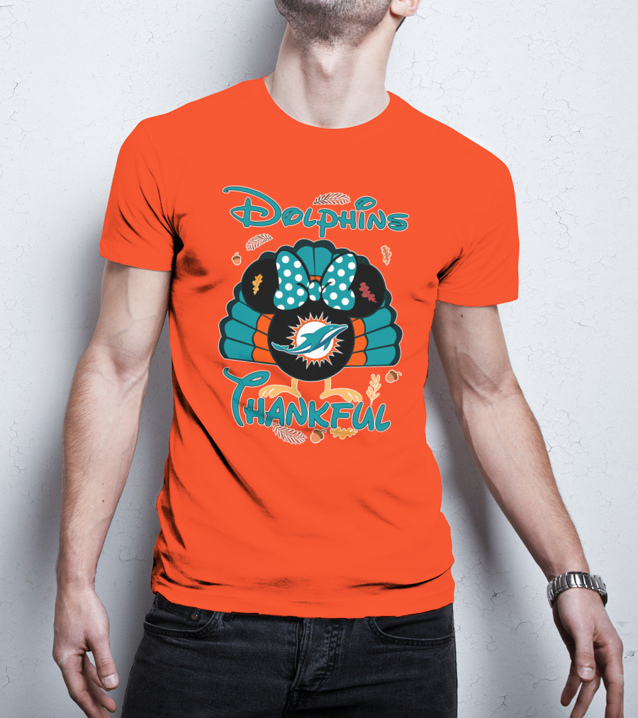 Miami Dolphins Thankful Minnie Thanksgiving T-Shirt