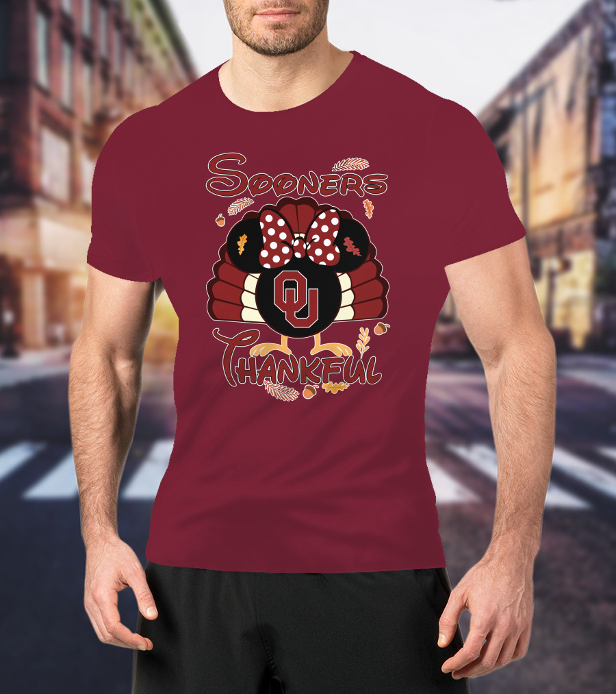 Sooners Thankful Minnie Turkey Thanksgiving OU T-Shirt