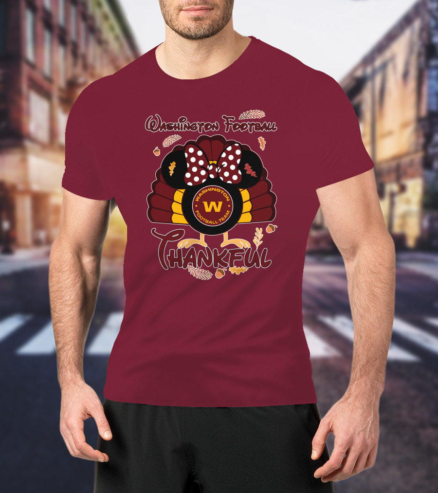 Washington Football Team Minnie Thankful Thanksgiving T-Shirt