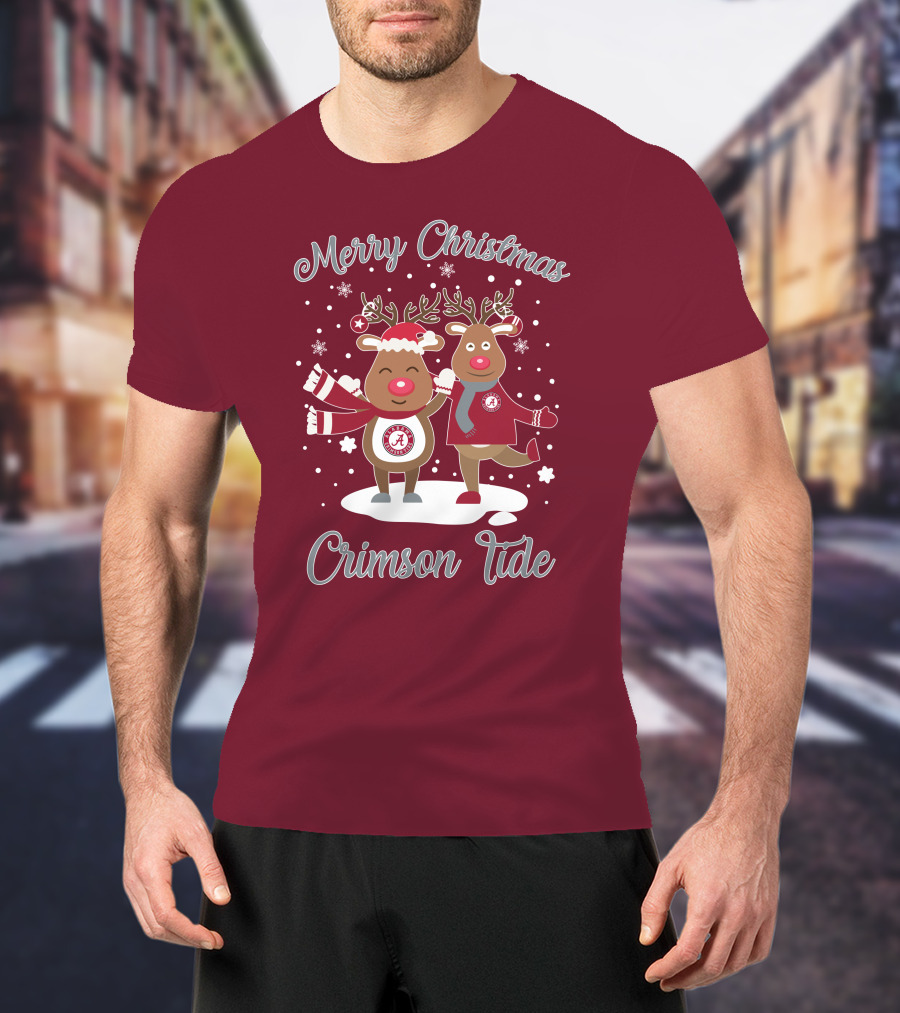 Crimson Tide Merry Christmas Reindeer T-Shirt