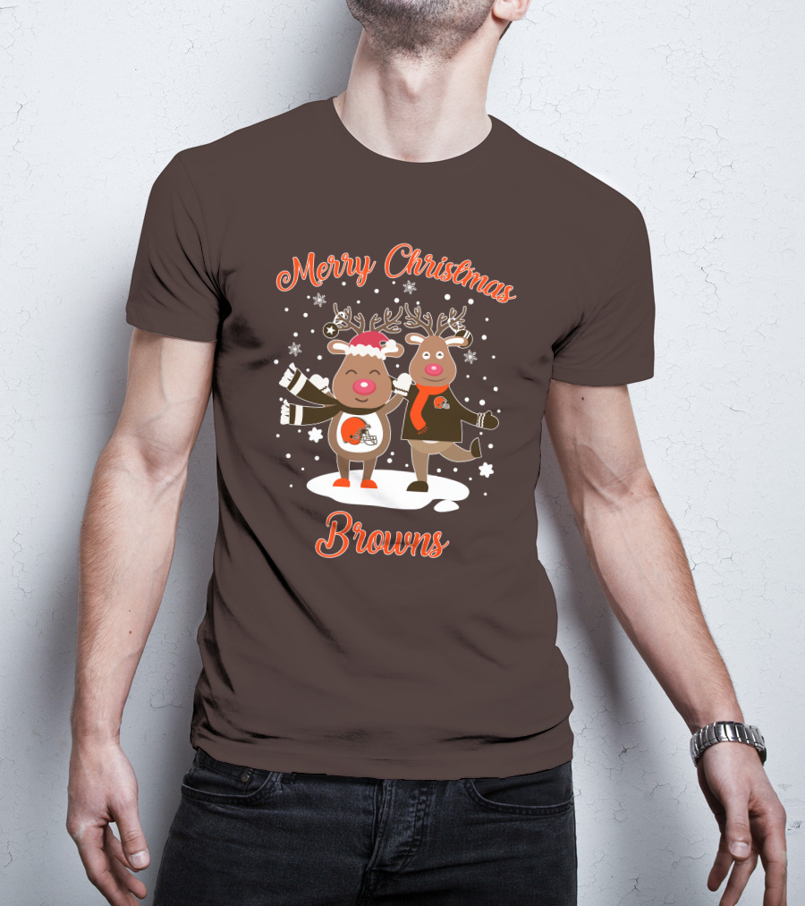 Merry Christmas Cleveland Browns Reindeer T-Shirt
