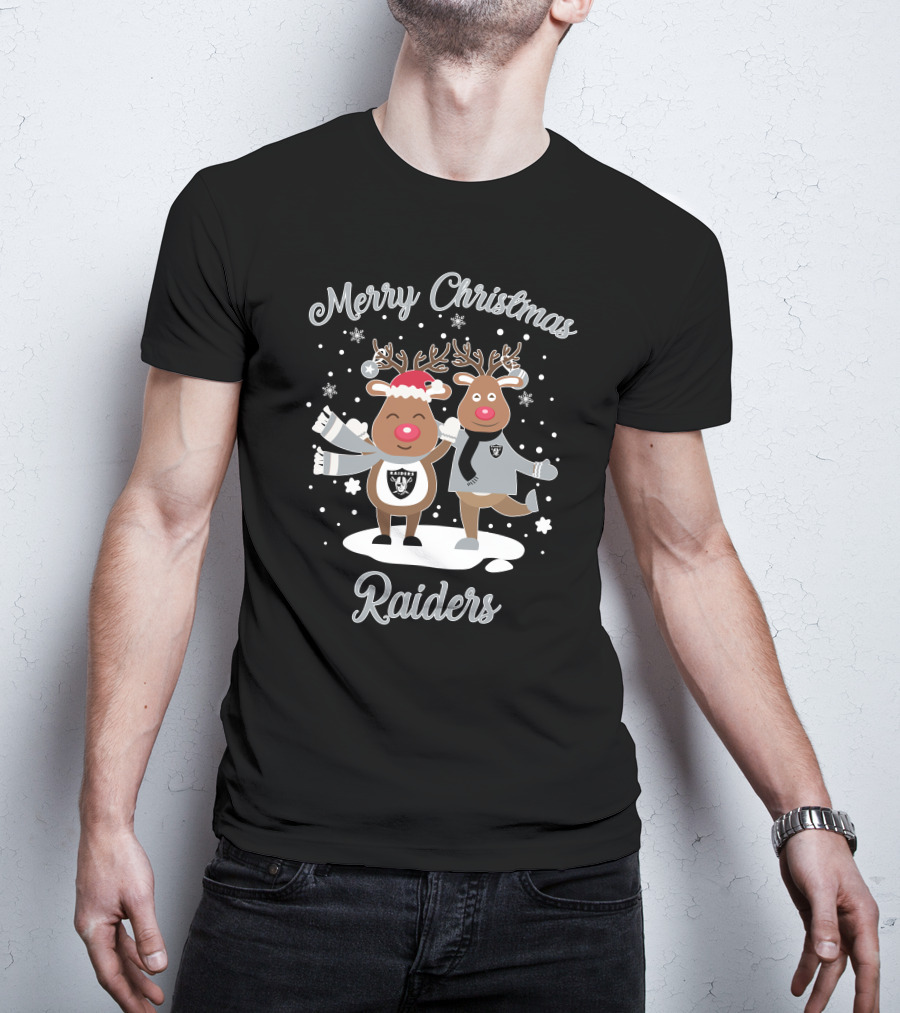 Merry Christmas Raiders Reindeer Holiday Fun T-Shirt