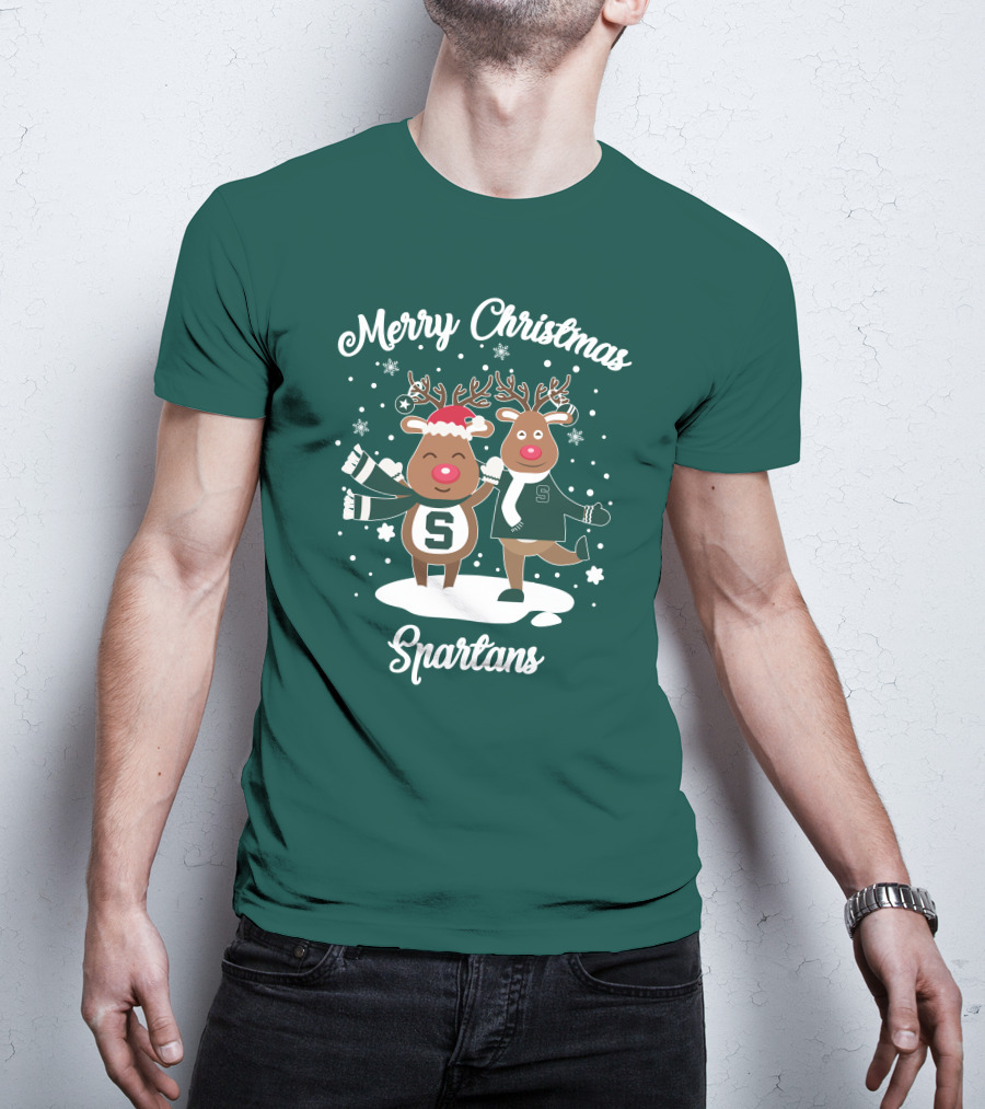 Merry Christmas Michigan State Spartans Reindeer T-Shirt