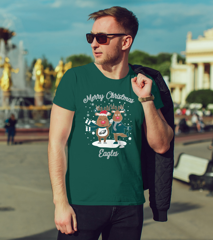 Merry Christmas Eagles Reindeer With Philadelphia Eagles T-Shirt
