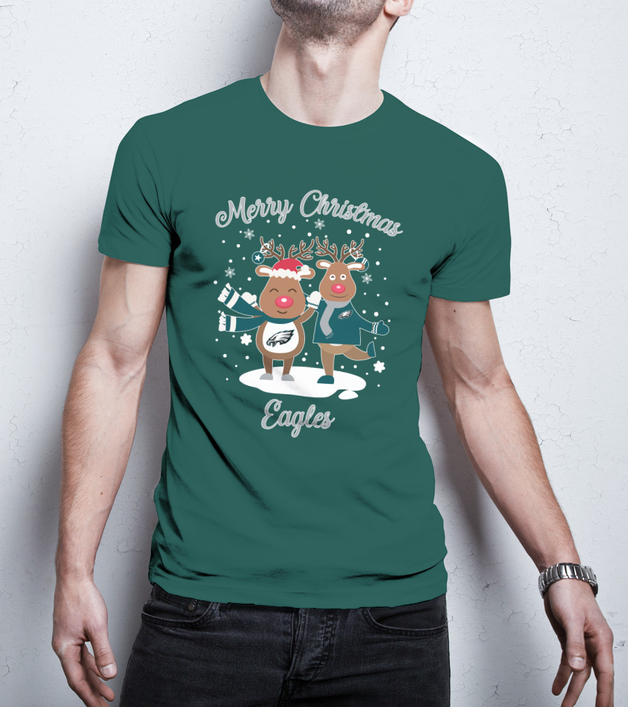 Merry Christmas Eagles Reindeer With Philadelphia Eagles T-Shirt
