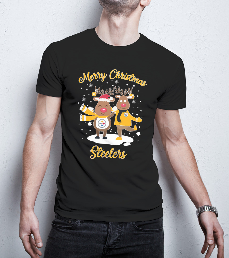 Merry Christmas Pittsburgh Steelers Reindeer T-Shirt