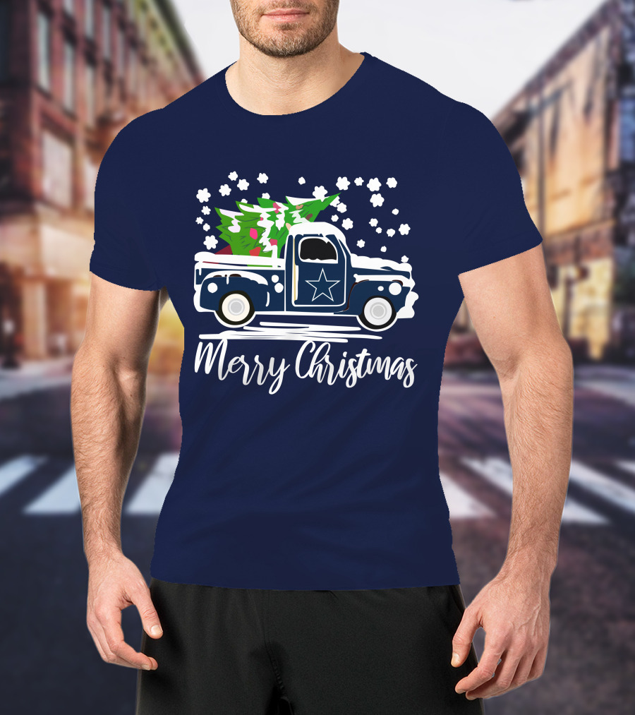 Dallas Cowboys Vintage Truck Merry Christmas T-Shirt