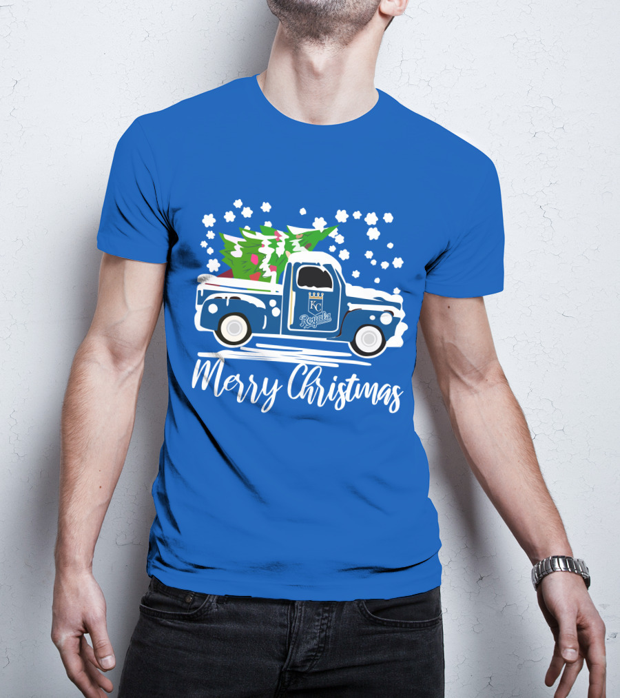 Kansas City Royals Vintage Car Merry Christmas Tree Winter Holiday T-Shirt