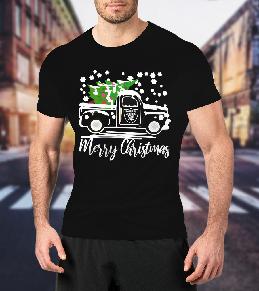 Las Vegas Raiders Vintage Car Merry Christmas Raiders T-Shirt