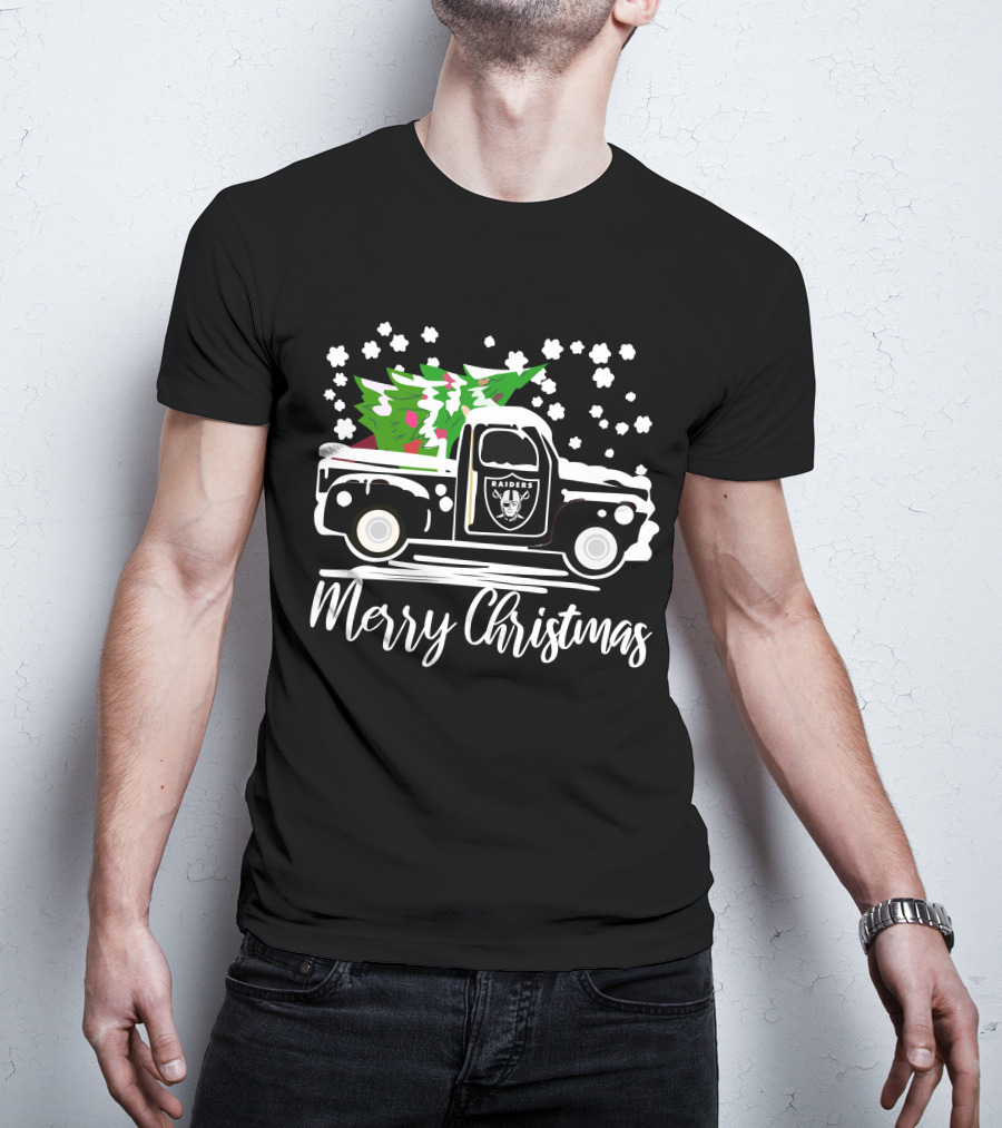 Las Vegas Raiders Vintage Car Merry Christmas Raiders T-Shirt