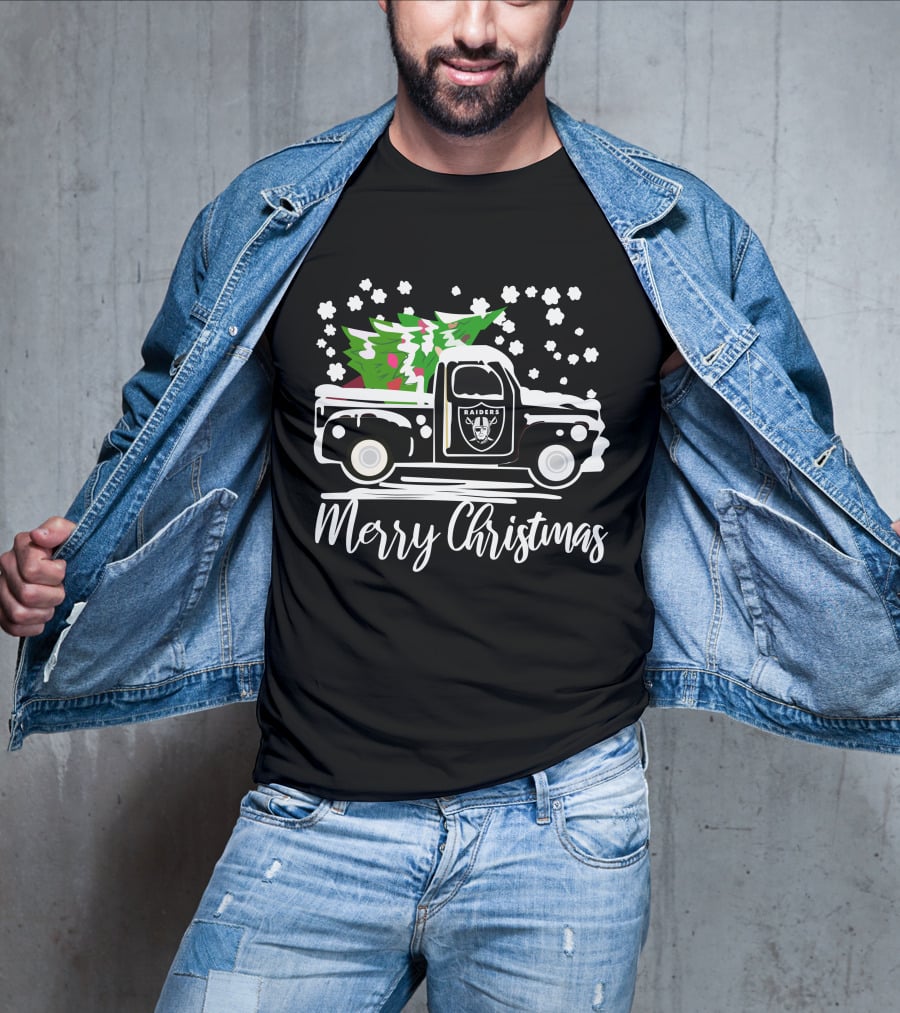 Las Vegas Raiders Vintage Car Merry Christmas Raiders T-Shirt