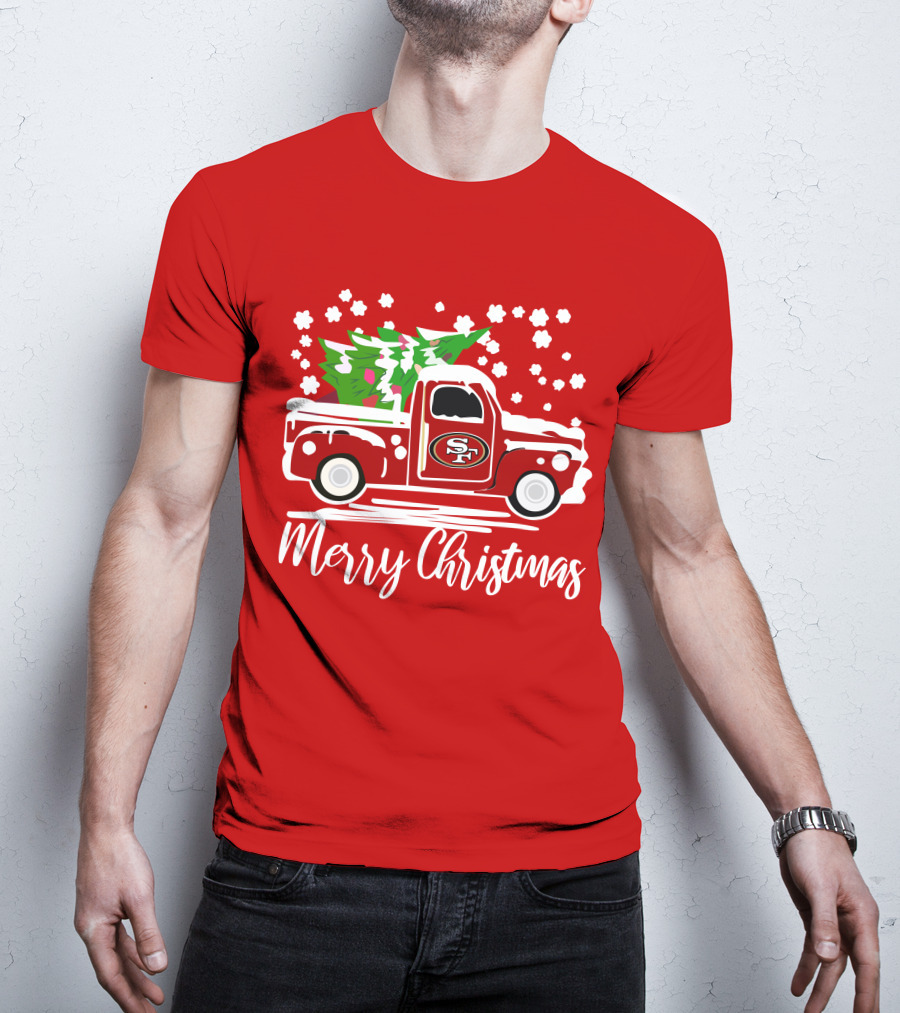 San Francisco 49ers SF Vintage Truck Merry Christmas T-Shirt