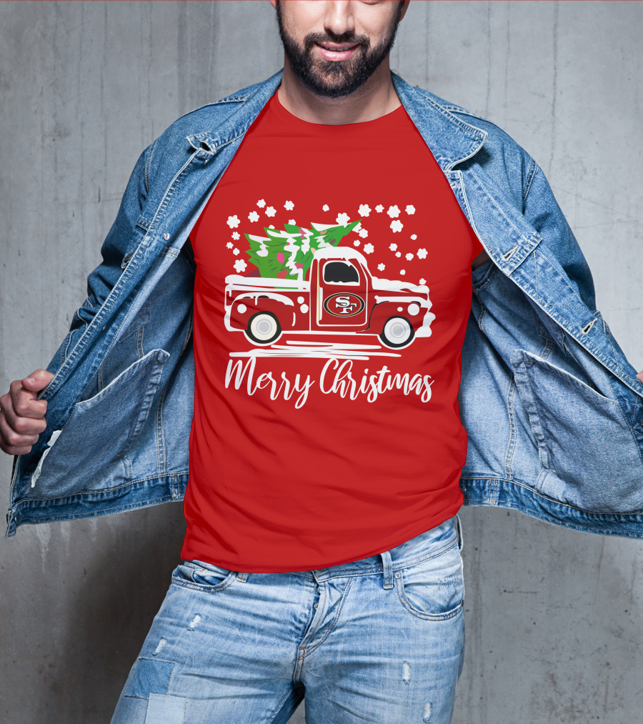 San Francisco 49ers SF Vintage Truck Merry Christmas T-Shirt