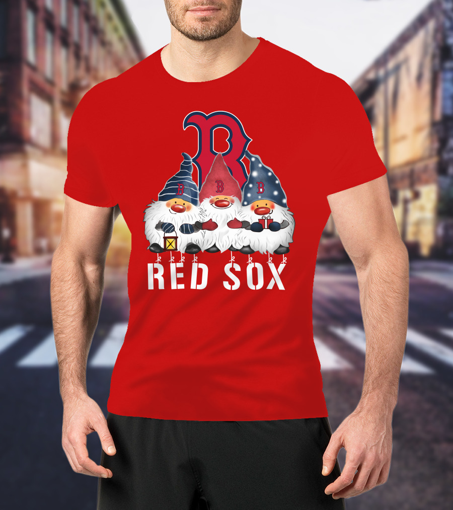 Boston Red Sox Merry Christmas Happy Holidays Gnomes T-Shirt