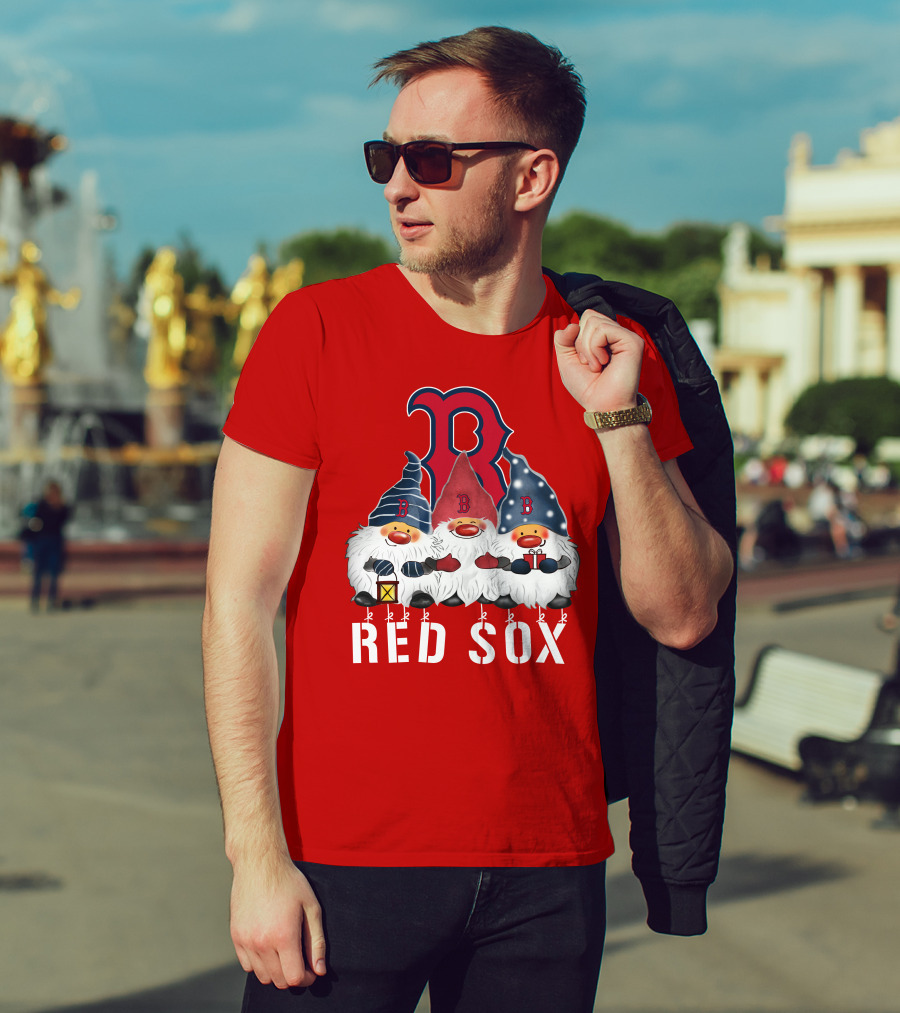 Boston Red Sox Merry Christmas Happy Holidays Gnomes T-Shirt