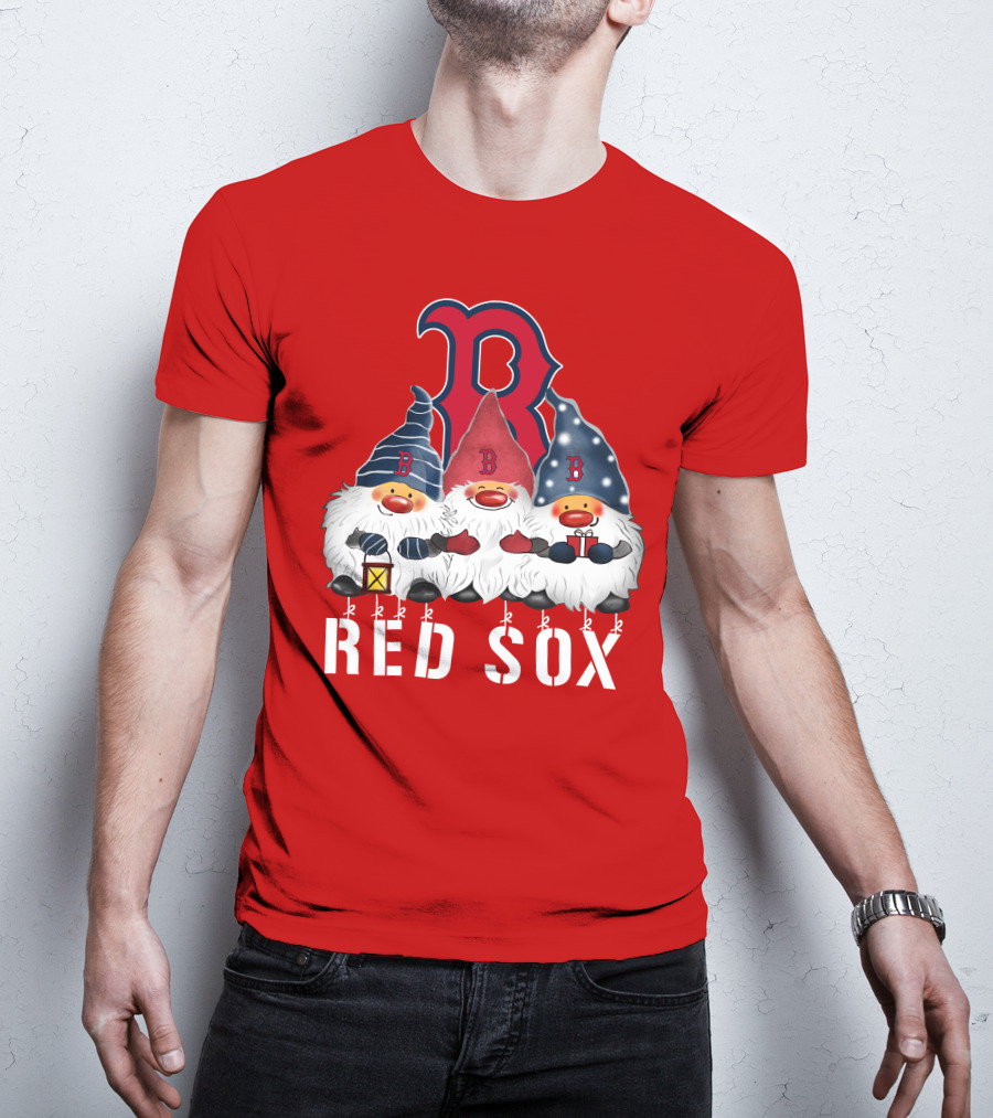 Boston Red Sox Merry Christmas Happy Holidays Gnomes T-Shirt