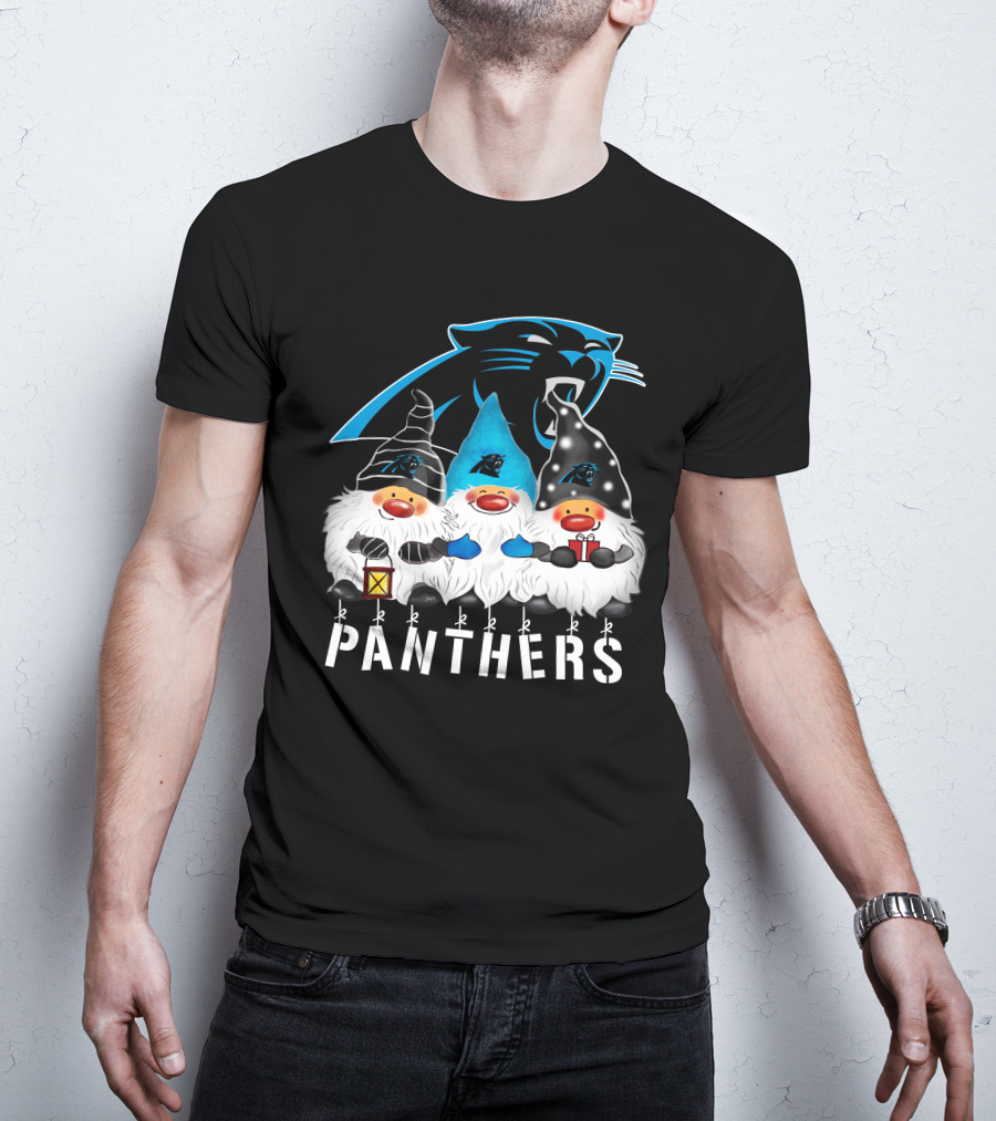 Panthers Christmas Gnomes Carolina Panthers Merry Christmas Happy Holidays T-Shirt