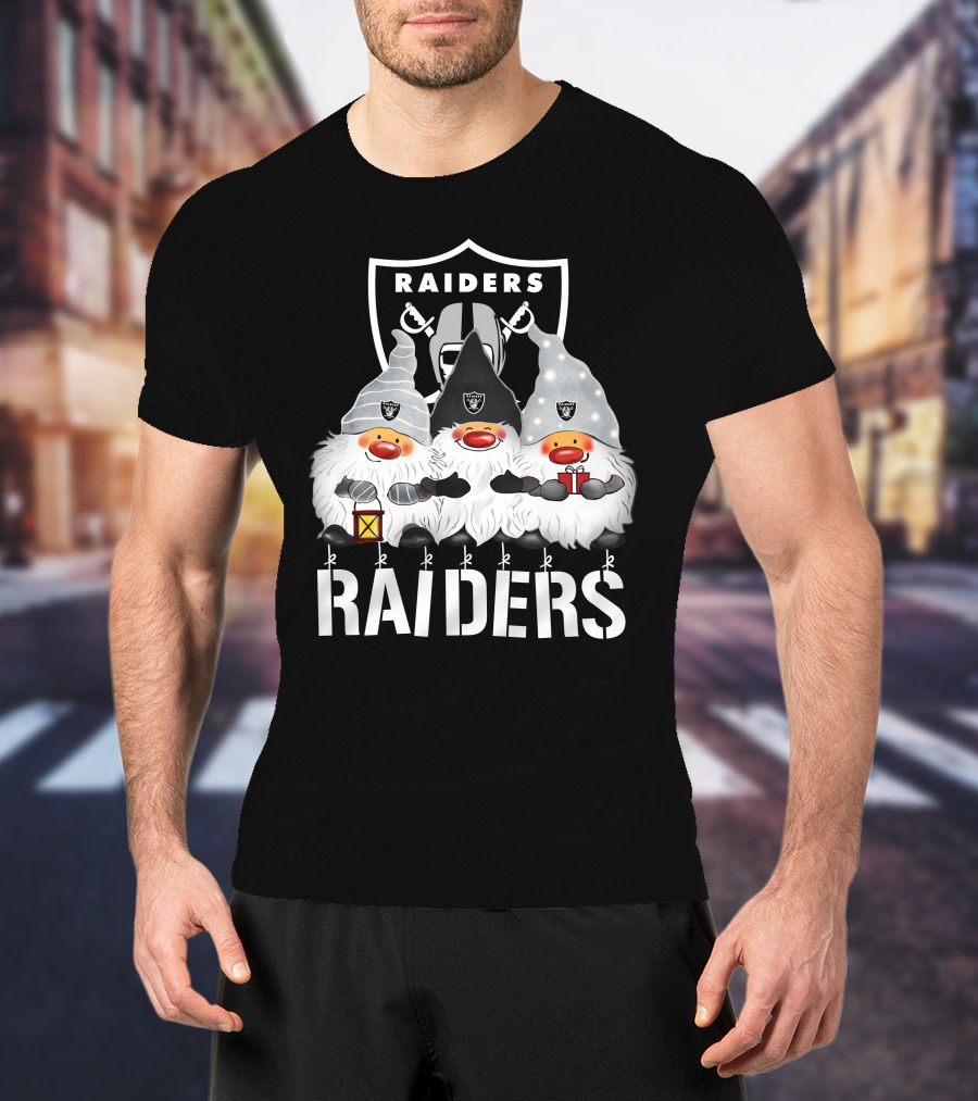 Las Vegas Raiders Merry Christmas Happy Holidays Raiders Gnomes T-Shirt