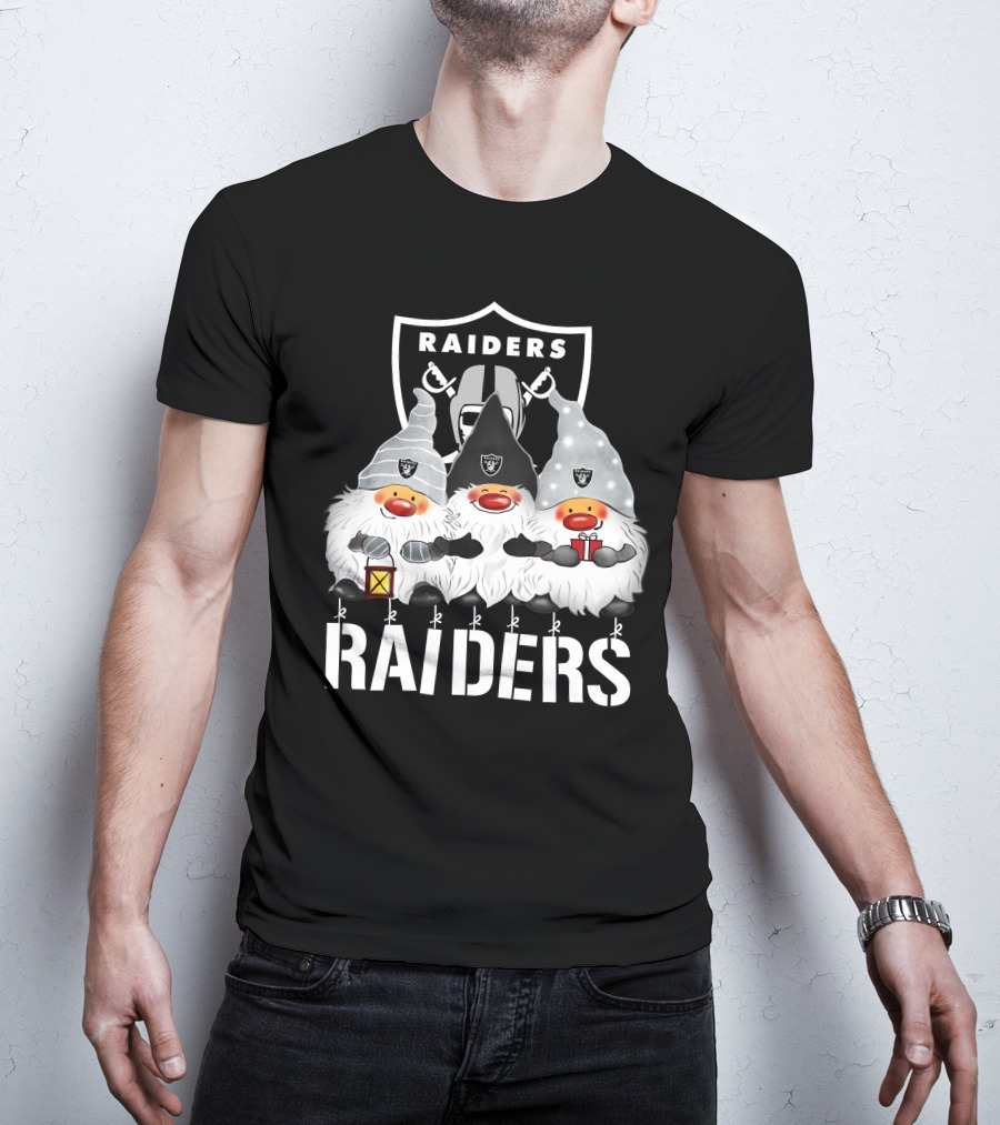 Las Vegas Raiders Merry Christmas Happy Holidays Raiders Gnomes T-Shirt