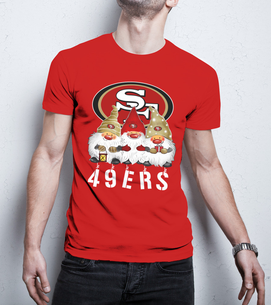 San Francisco 49ers Merry Christmas Happy Holidays Gnomes 49ers T-Shirt