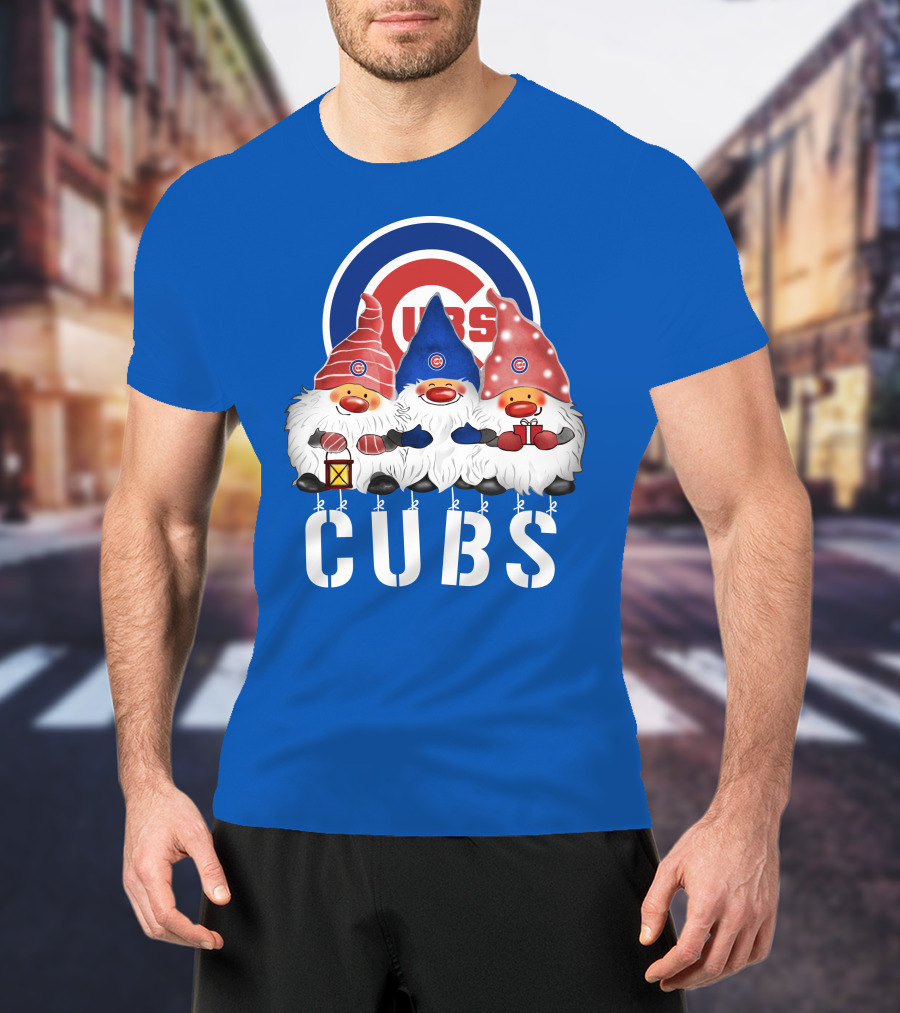 Chicago Cubs Merry Christmas Happy Holidays Festive Gnomes T-Shirt