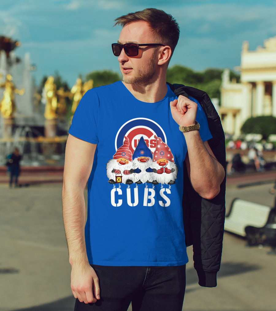Chicago Cubs Merry Christmas Happy Holidays Festive Gnomes T-Shirt