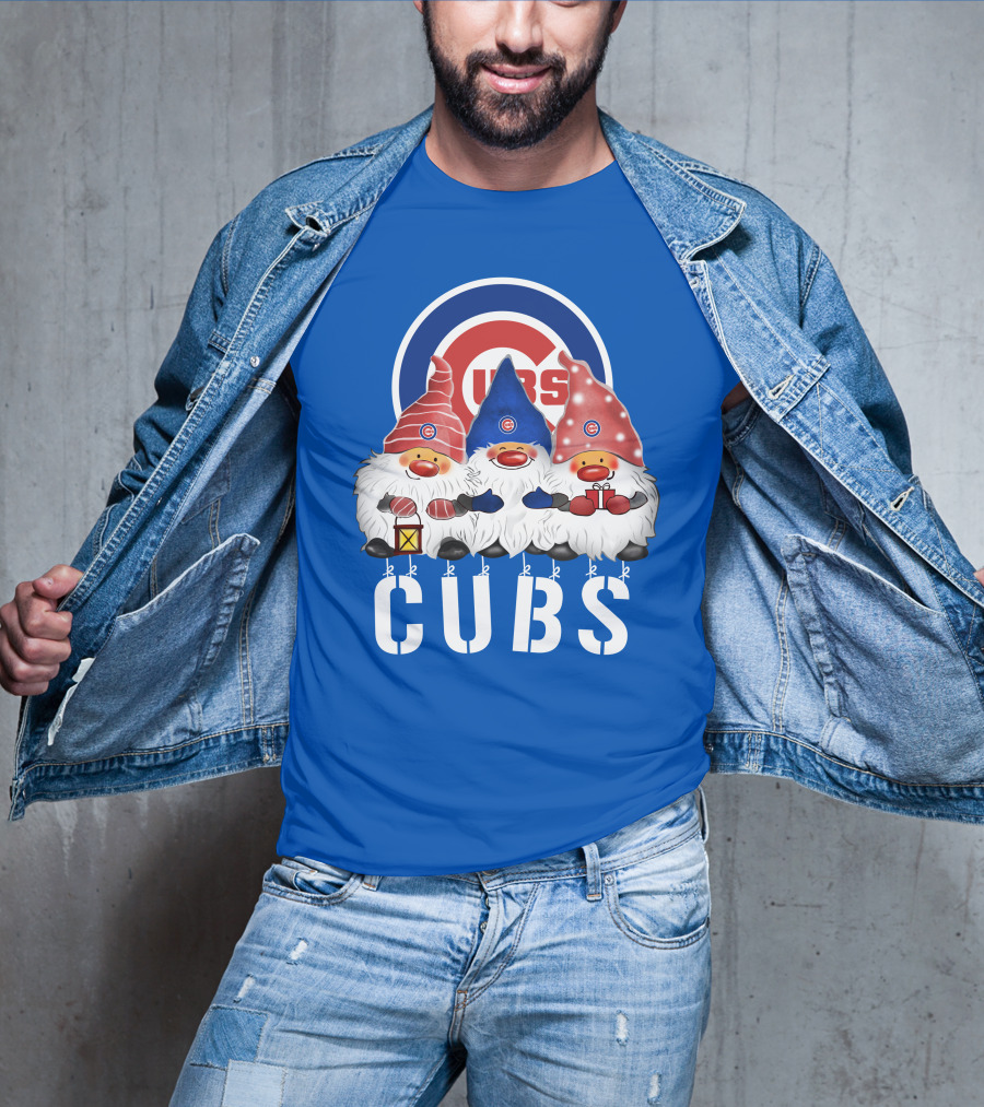 Chicago Cubs Merry Christmas Happy Holidays Festive Gnomes T-Shirt