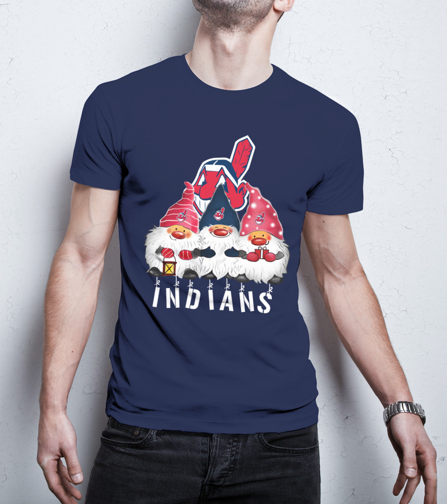 Cleveland Indians Merry Christmas Happy Holidays Gnomes Chief Wahoo T-Shirt