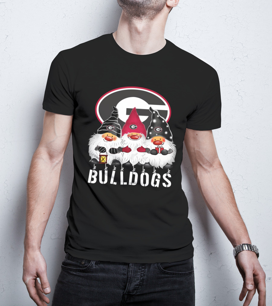 Georgia Bulldogs Merry Christmas Happy Holidays Gnomes T-Shirt