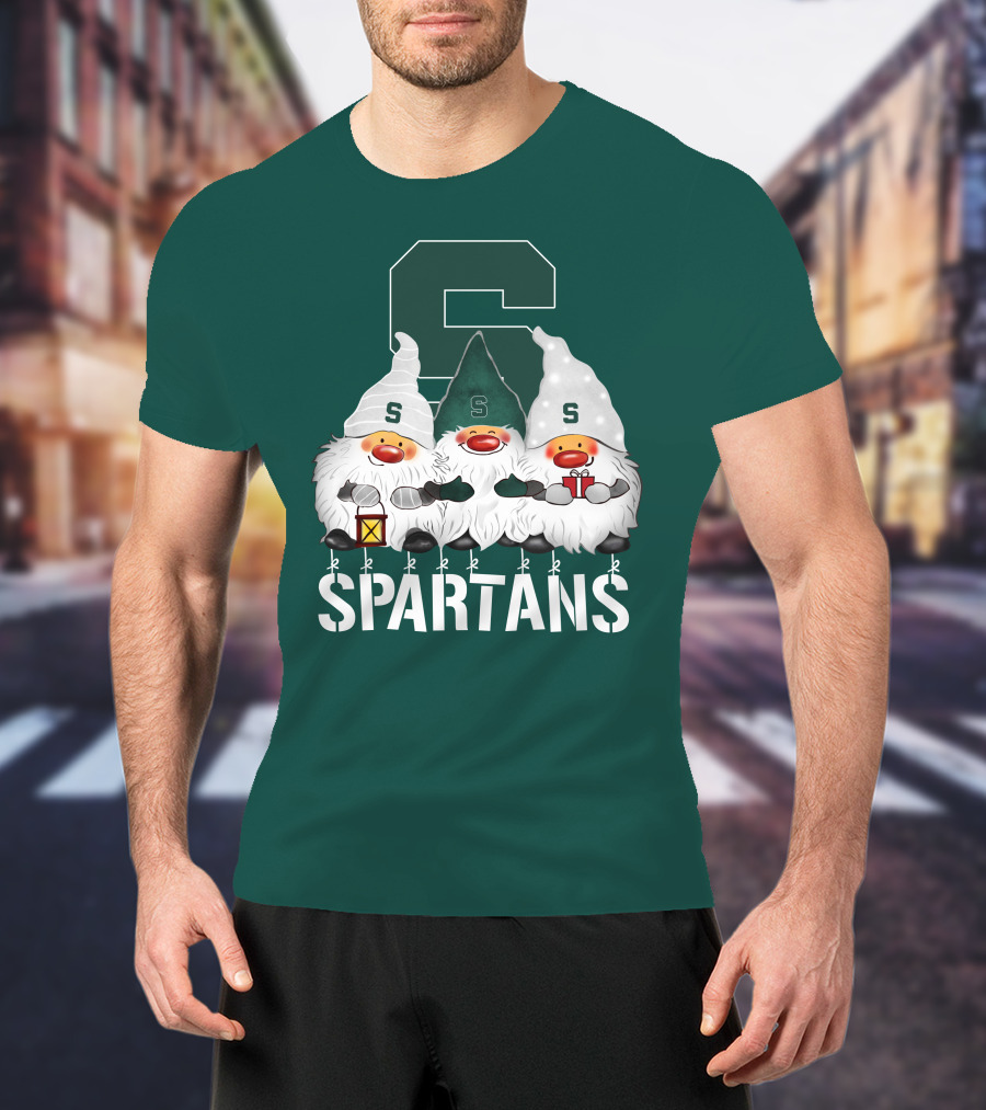 Michigan State Spartans Christmas Gnomes Holiday Celebrations T-Shirt