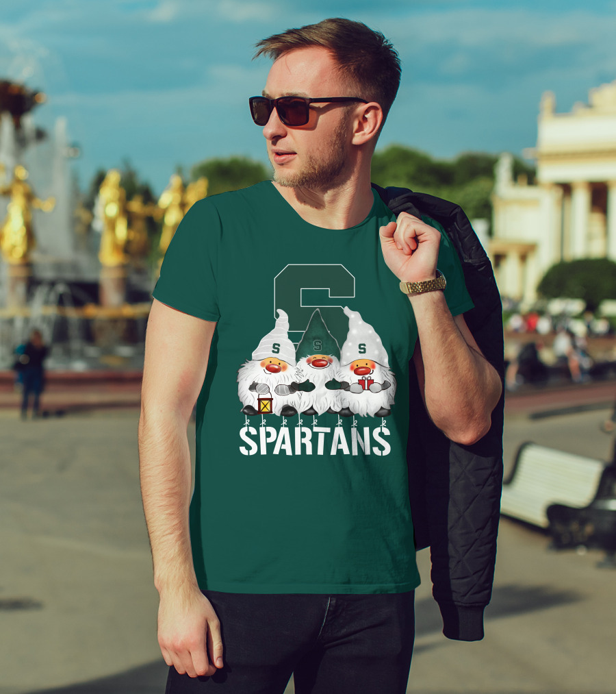 Michigan State Spartans Christmas Gnomes Holiday Celebrations T-Shirt
