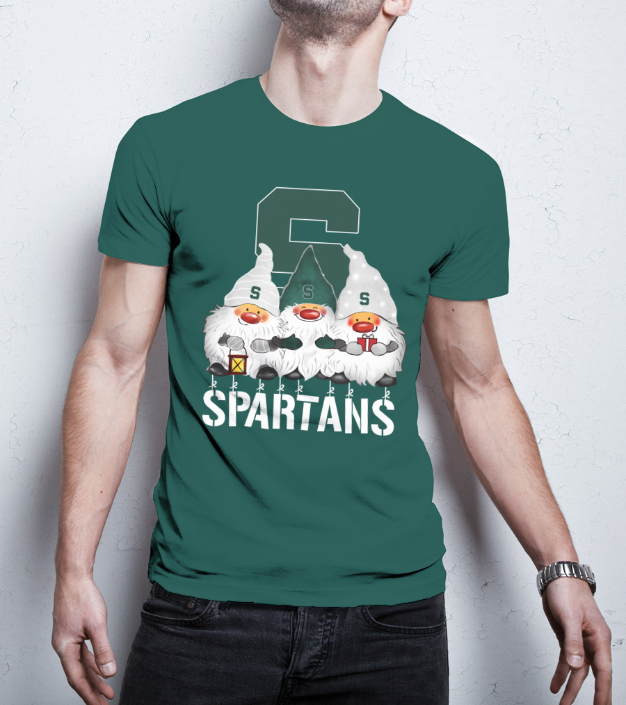 Michigan State Spartans Christmas Gnomes Holiday Celebrations T-Shirt