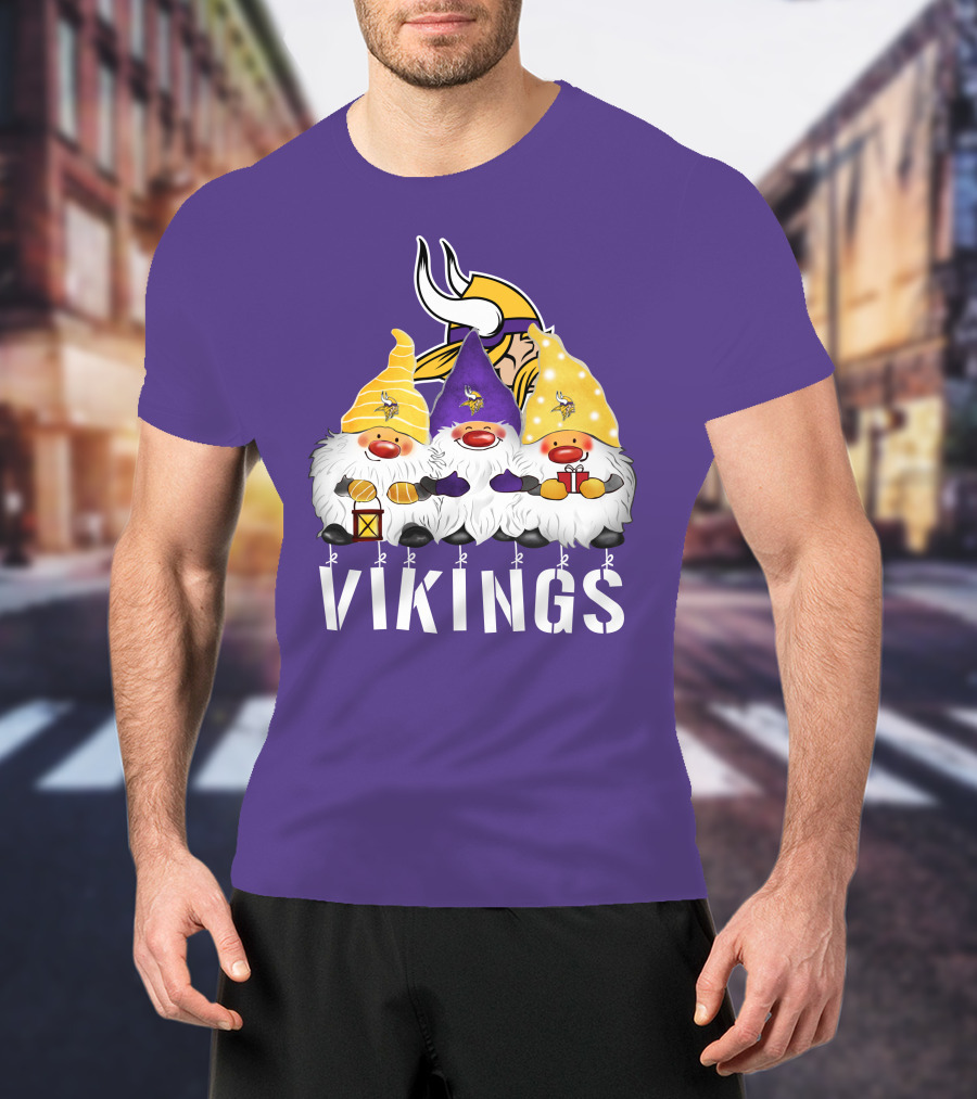 Minnesota Vikings Merry Christmas Happy Holidays Gnomes T-Shirt