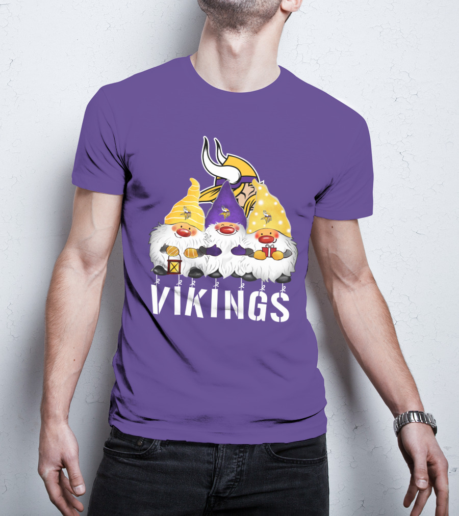 Minnesota Vikings Merry Christmas Happy Holidays Gnomes T-Shirt