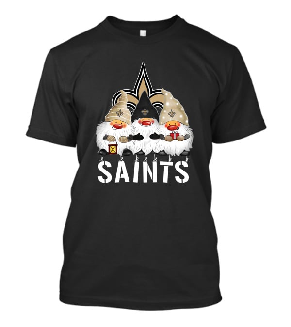 New Orleans Saints Merry Christmas Happy Holidays Gnomes Fleur-de-lis T-Shirt