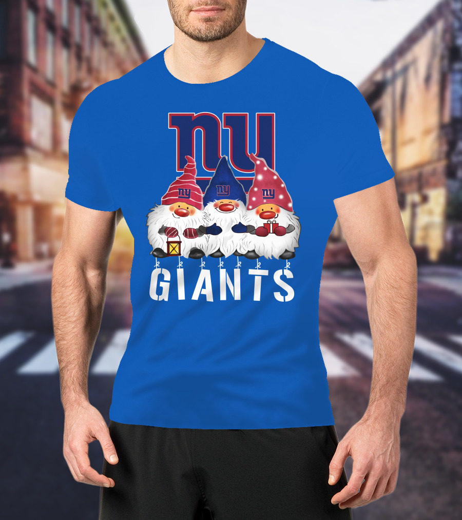 New York Giants Merry Christmas Happy Holidays Gnomes T-Shirt