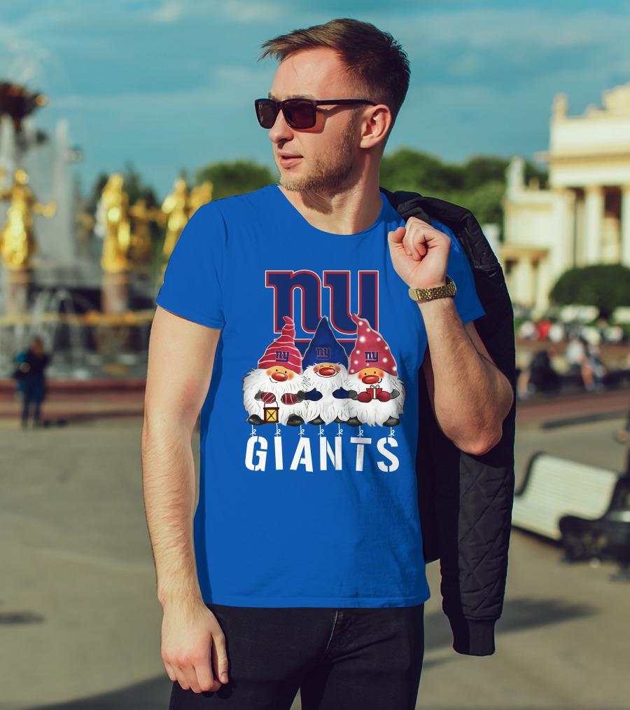 New York Giants Merry Christmas Happy Holidays Gnomes T-Shirt