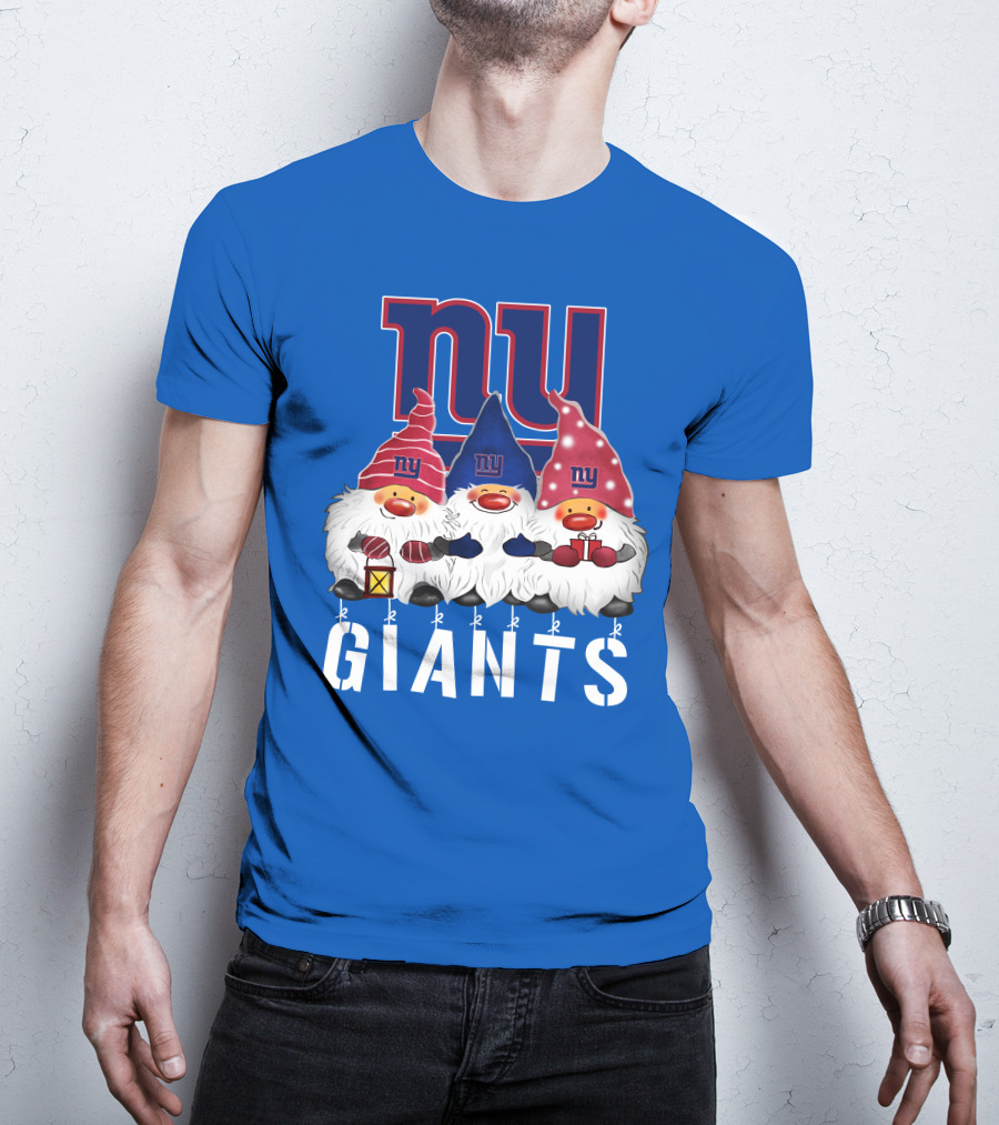 New York Giants Merry Christmas Happy Holidays Gnomes T-Shirt
